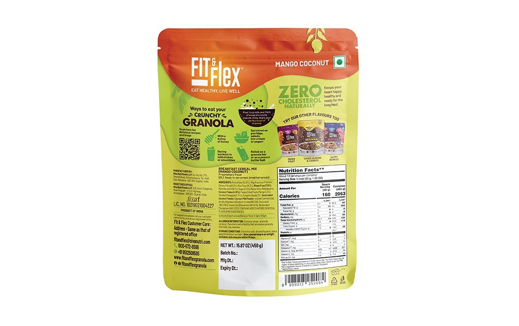 Fit & Flex Crunchy Granola Mango Coconut   Pack  450 grams